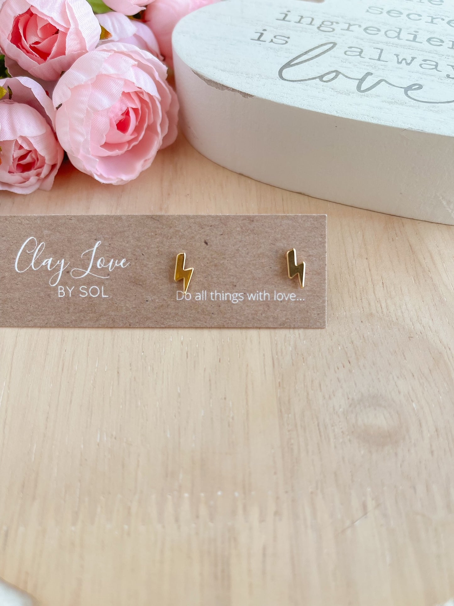 Gold-plated Lightning Bolt Studs