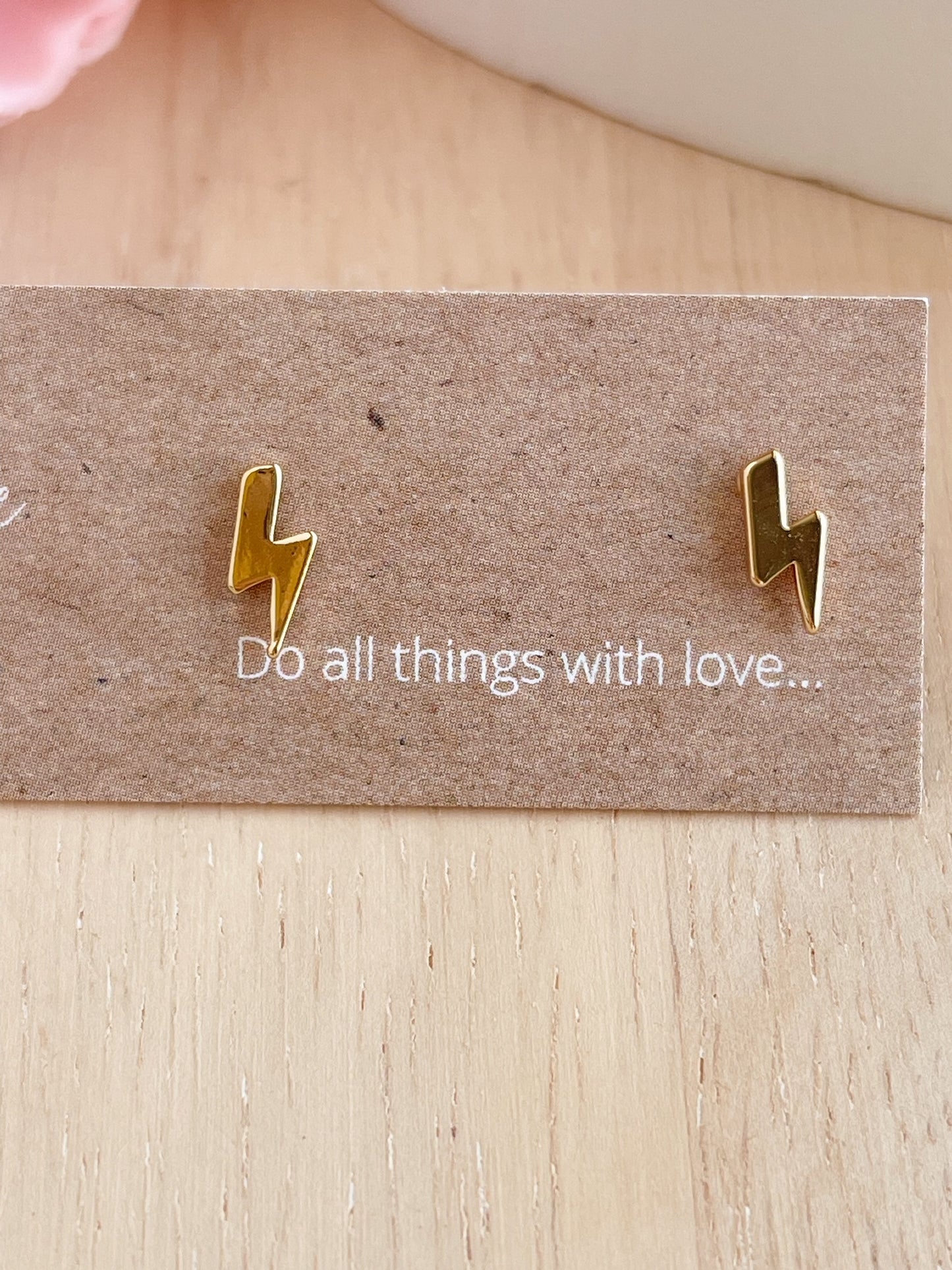 Gold-plated Lightning Bolt Studs