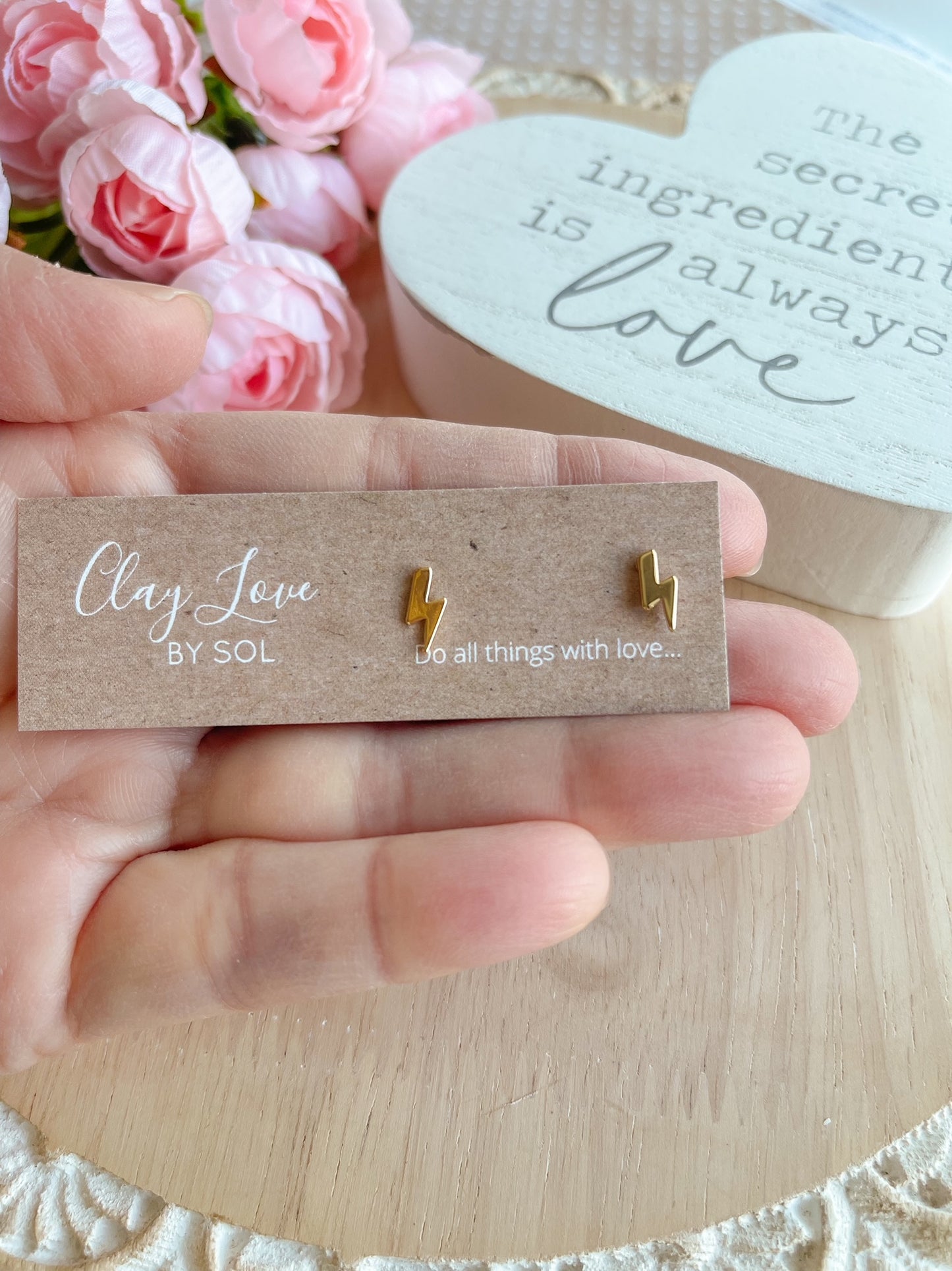 Gold-plated Lightning Bolt Studs