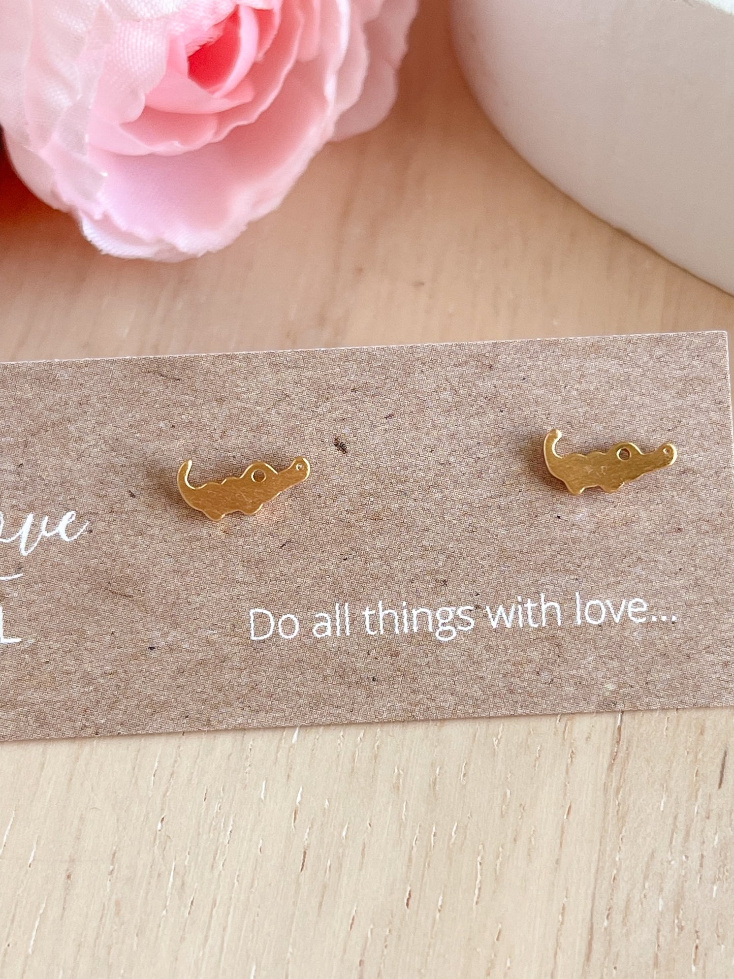 Gold-plated Alligator Studs