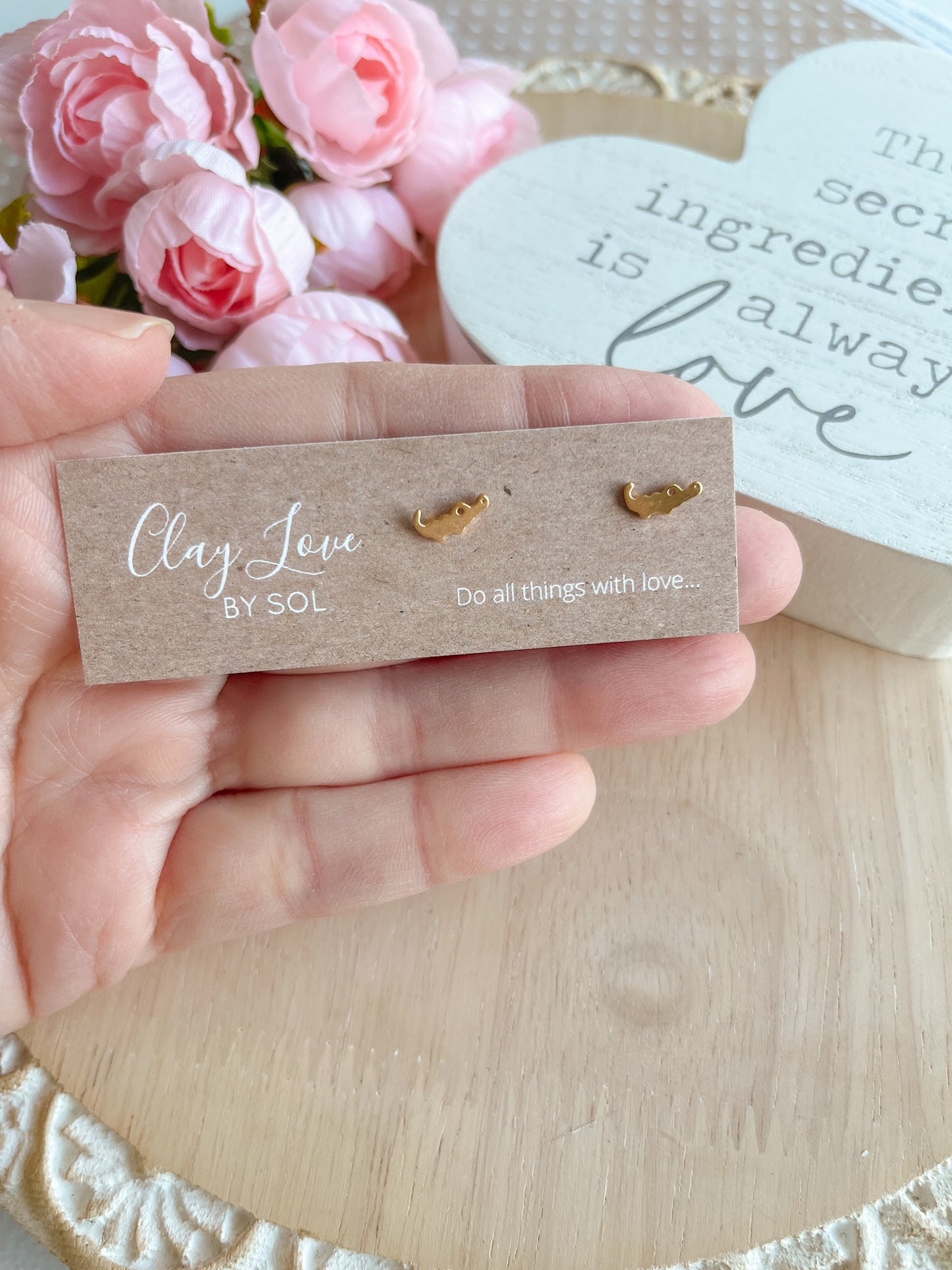Gold-plated Alligator Studs
