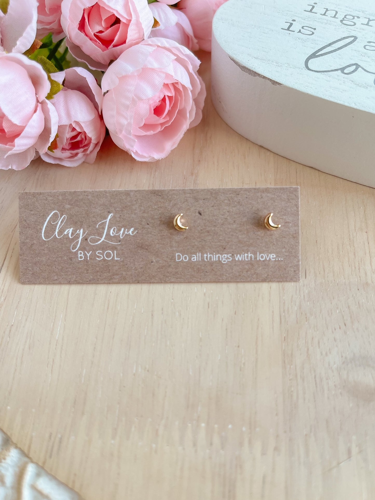 Gold-plated Half Moon Studs