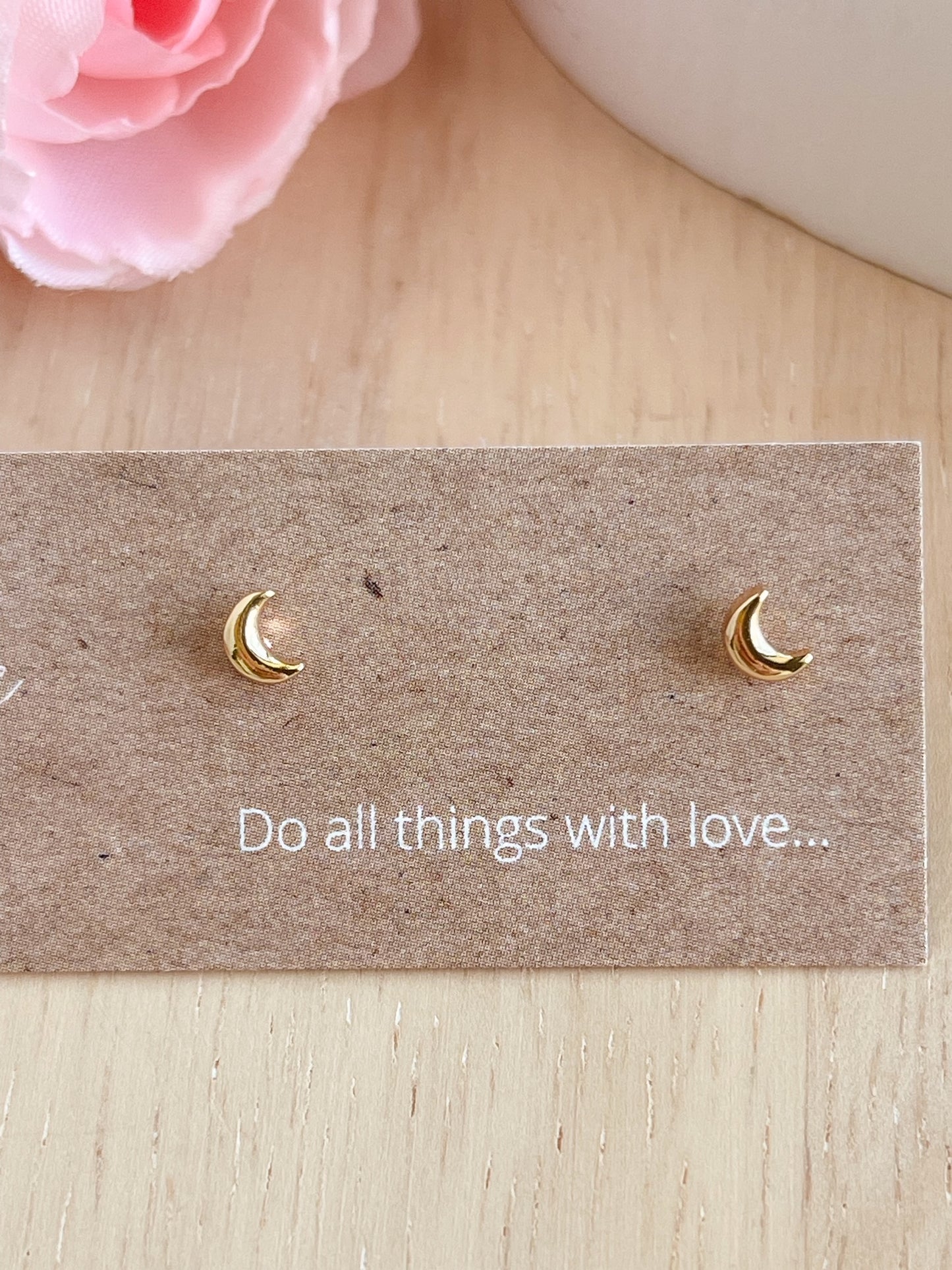 Gold-plated Half Moon Studs
