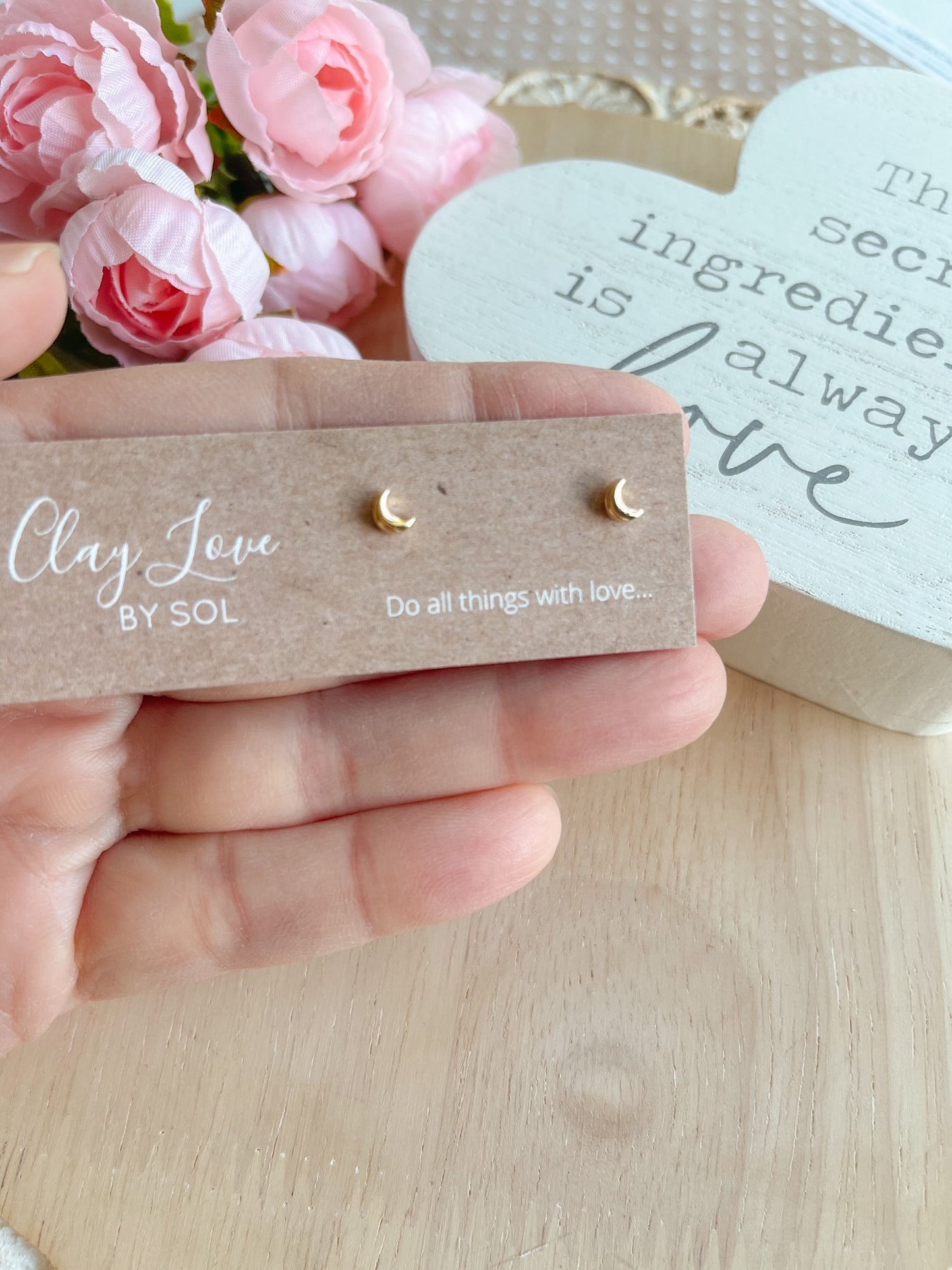 Gold-plated Half Moon Studs