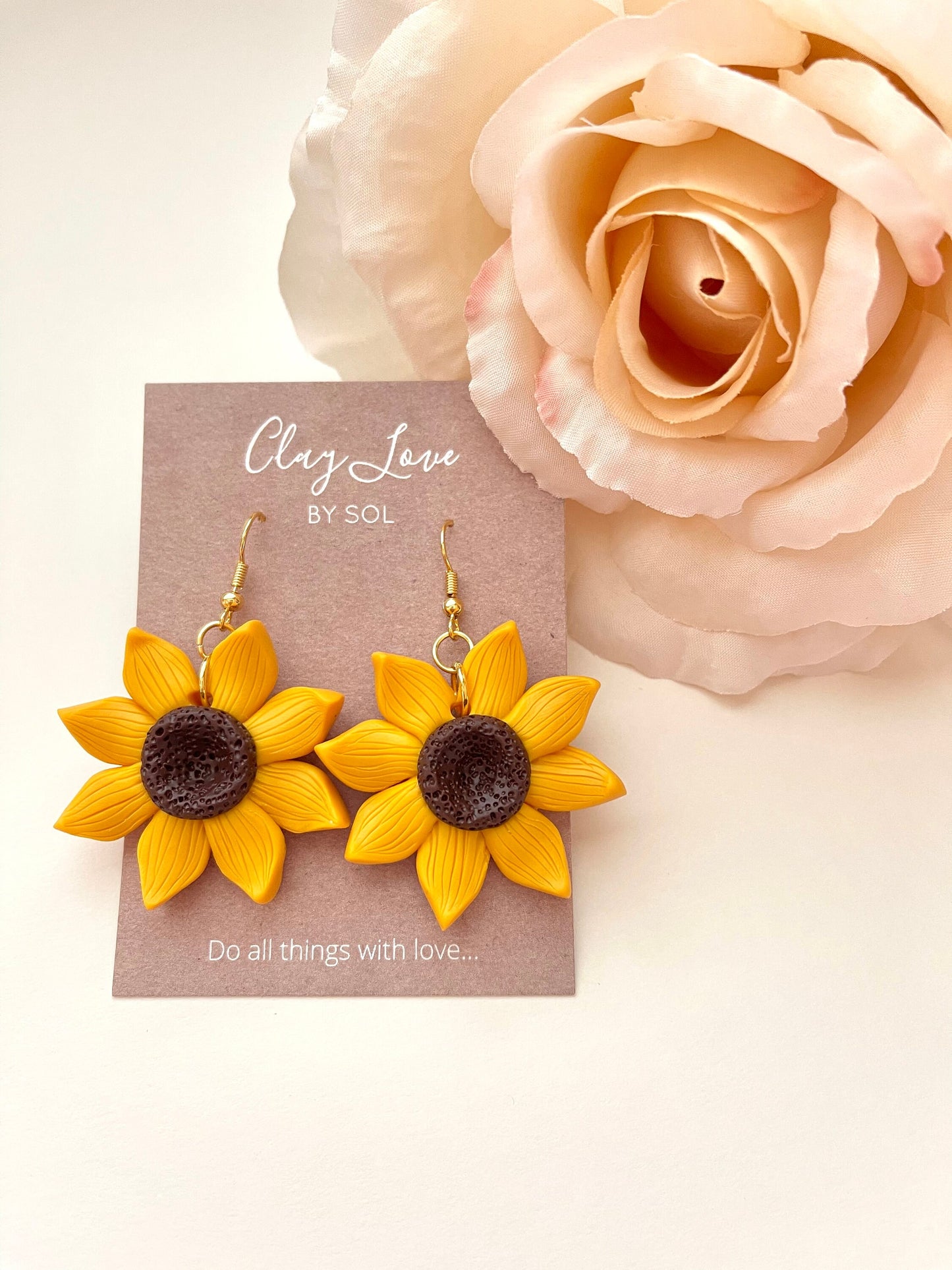 Large Sunflower Earrings