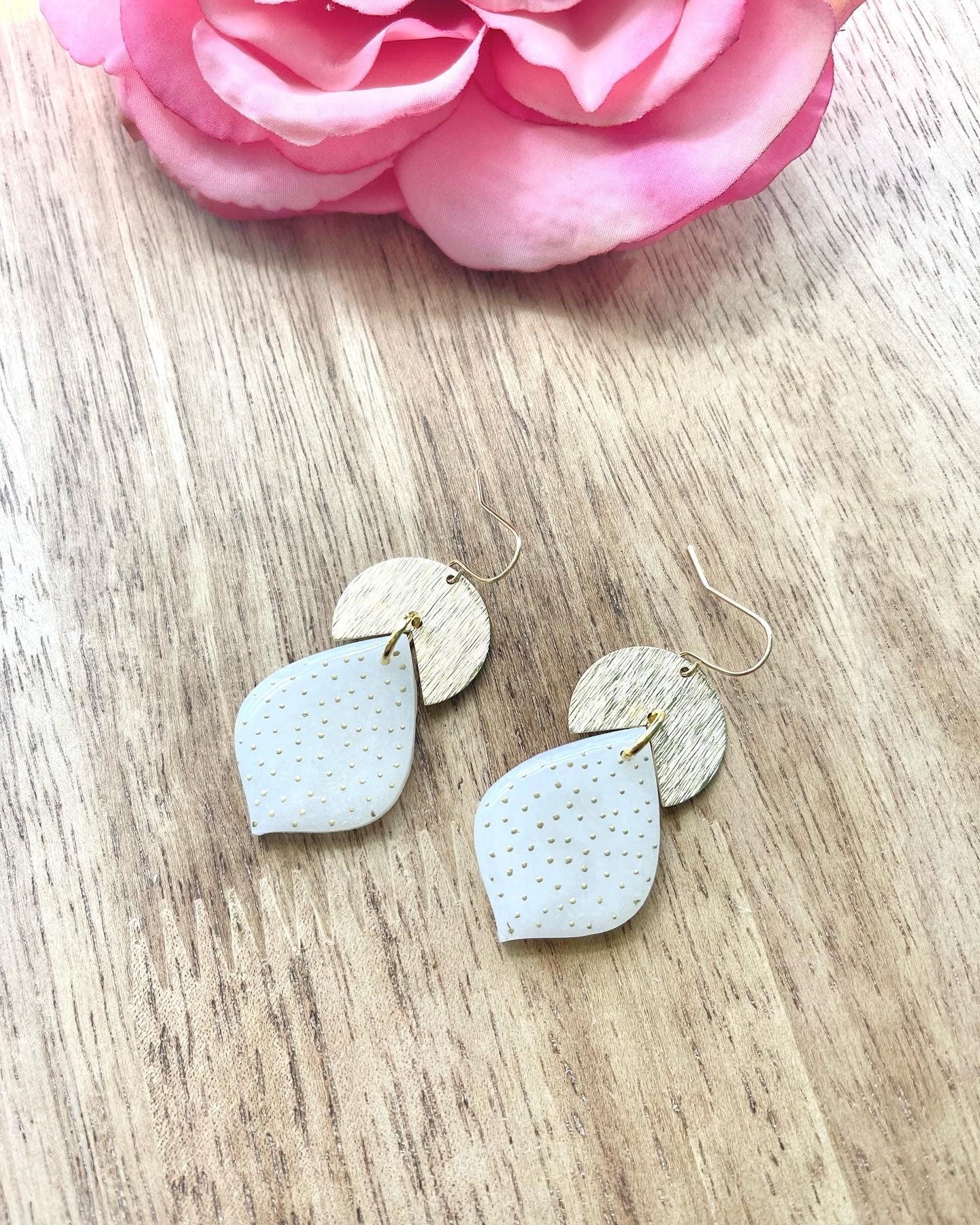 Translucent and Gold Dangle Teardrop earrings, with brass findings, lightweight and dreamy.