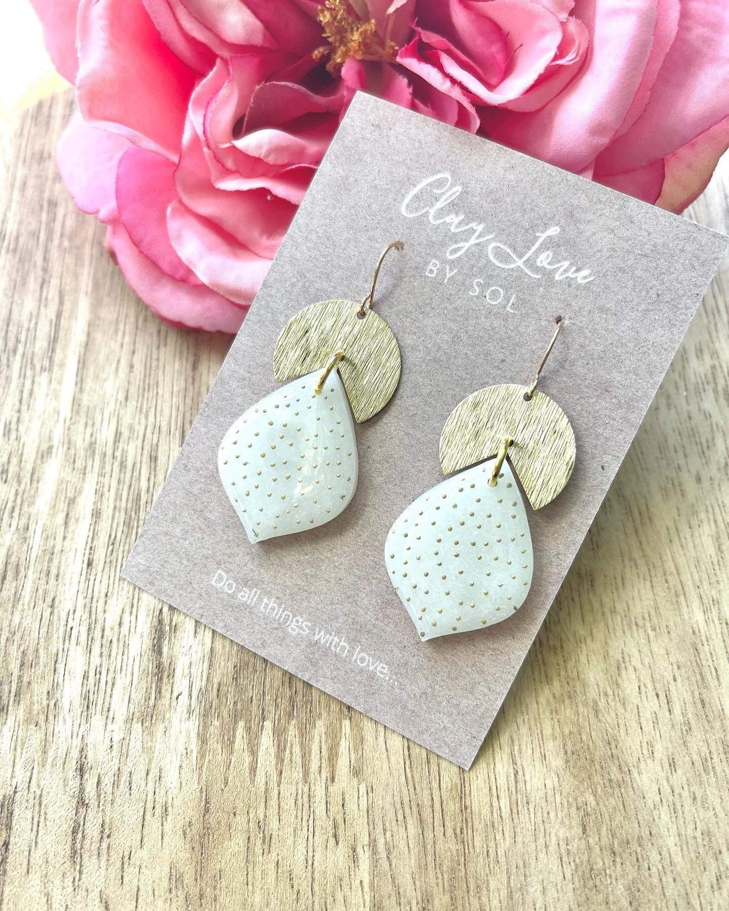 Translucent and Gold Dangle Teardrop earrings, with brass findings, lightweight and dreamy.