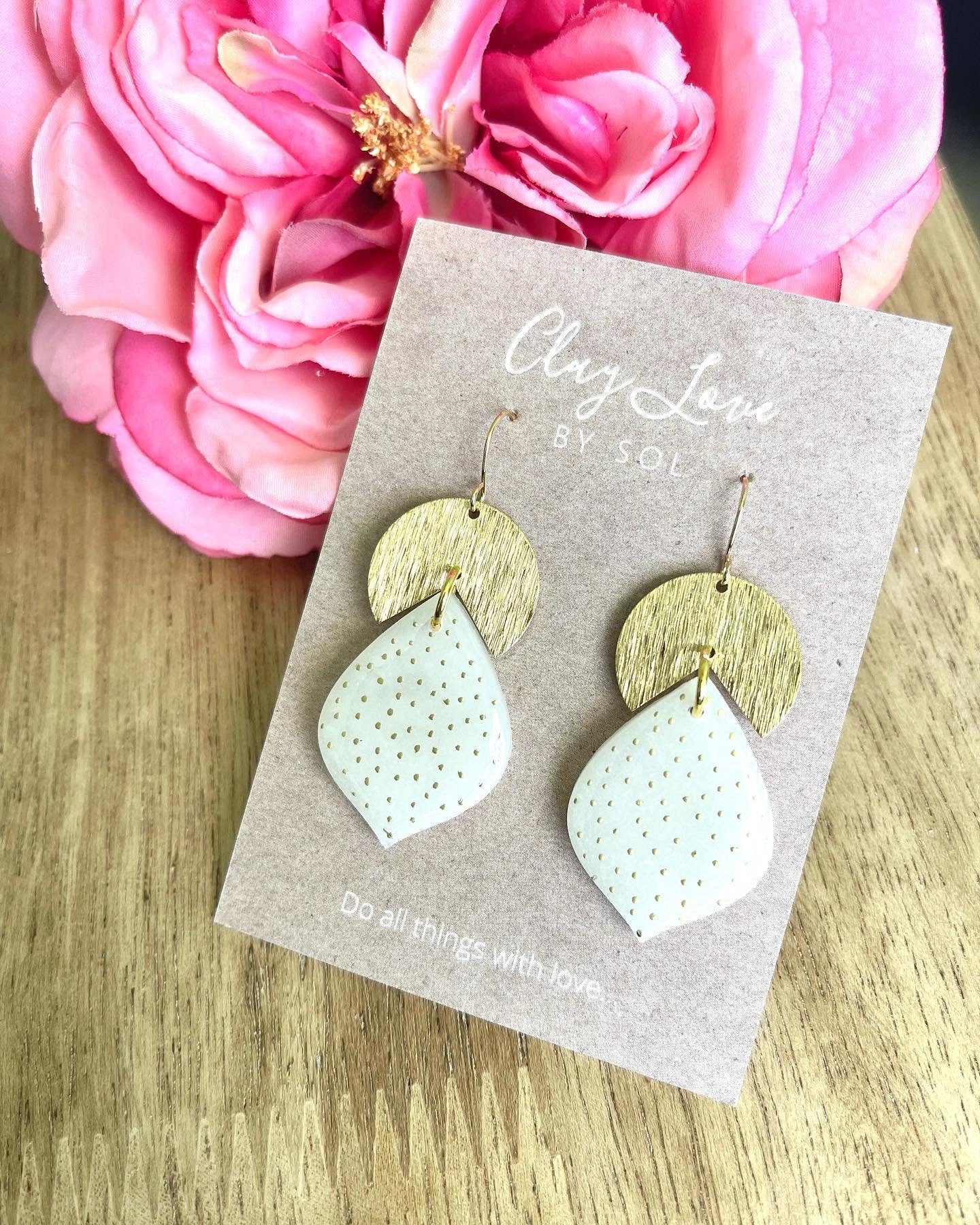 Translucent and Gold Dangle Teardrop earrings, with brass findings, lightweight and dreamy.