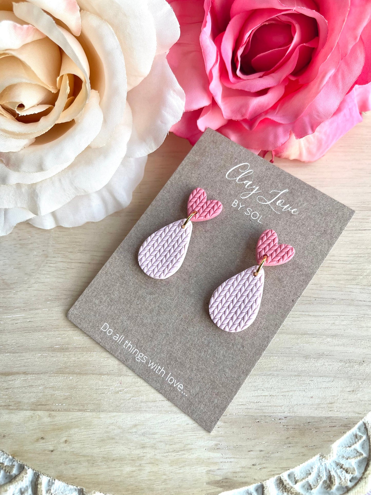 Valentine’s Day Collection-Faux Knit Cozy Heart Dangles