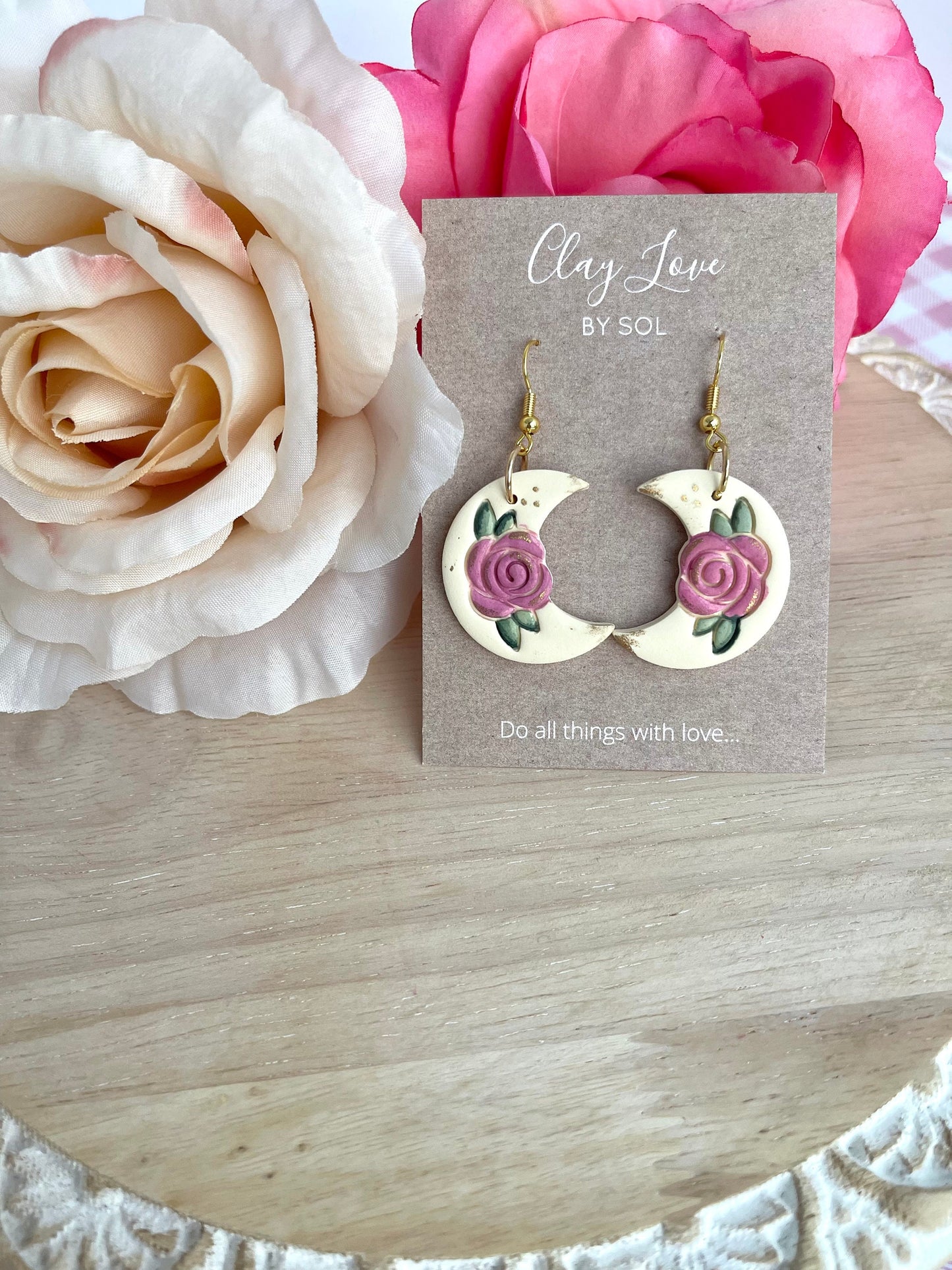 Valentine’s Day Collection- Rose Moon Celestial Earrings