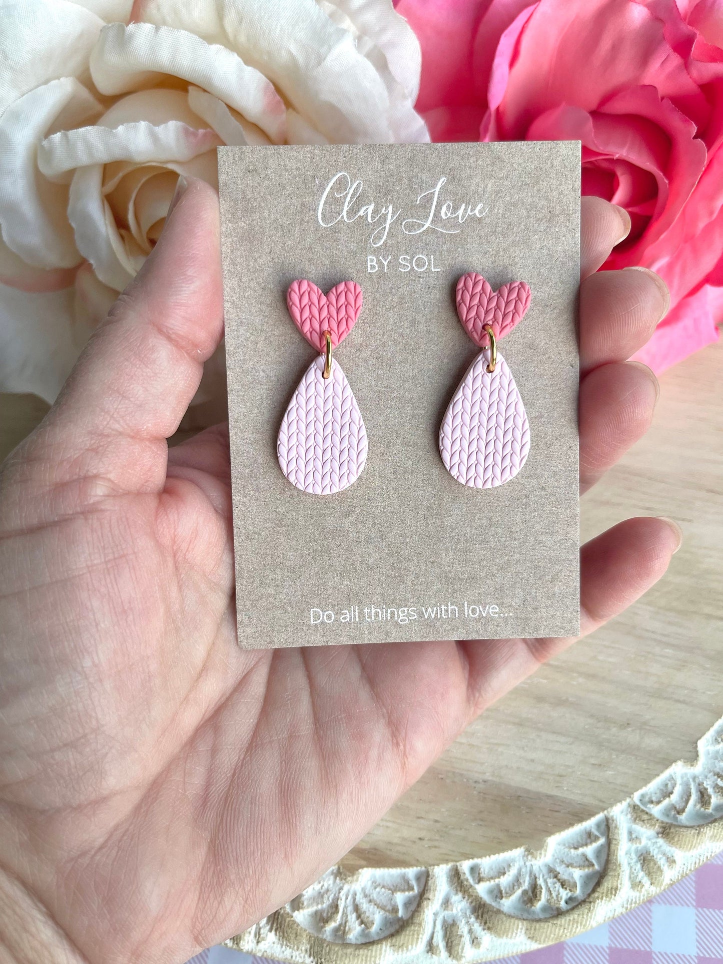 Valentine’s Day Collection-Faux Knit Cozy Heart Dangles