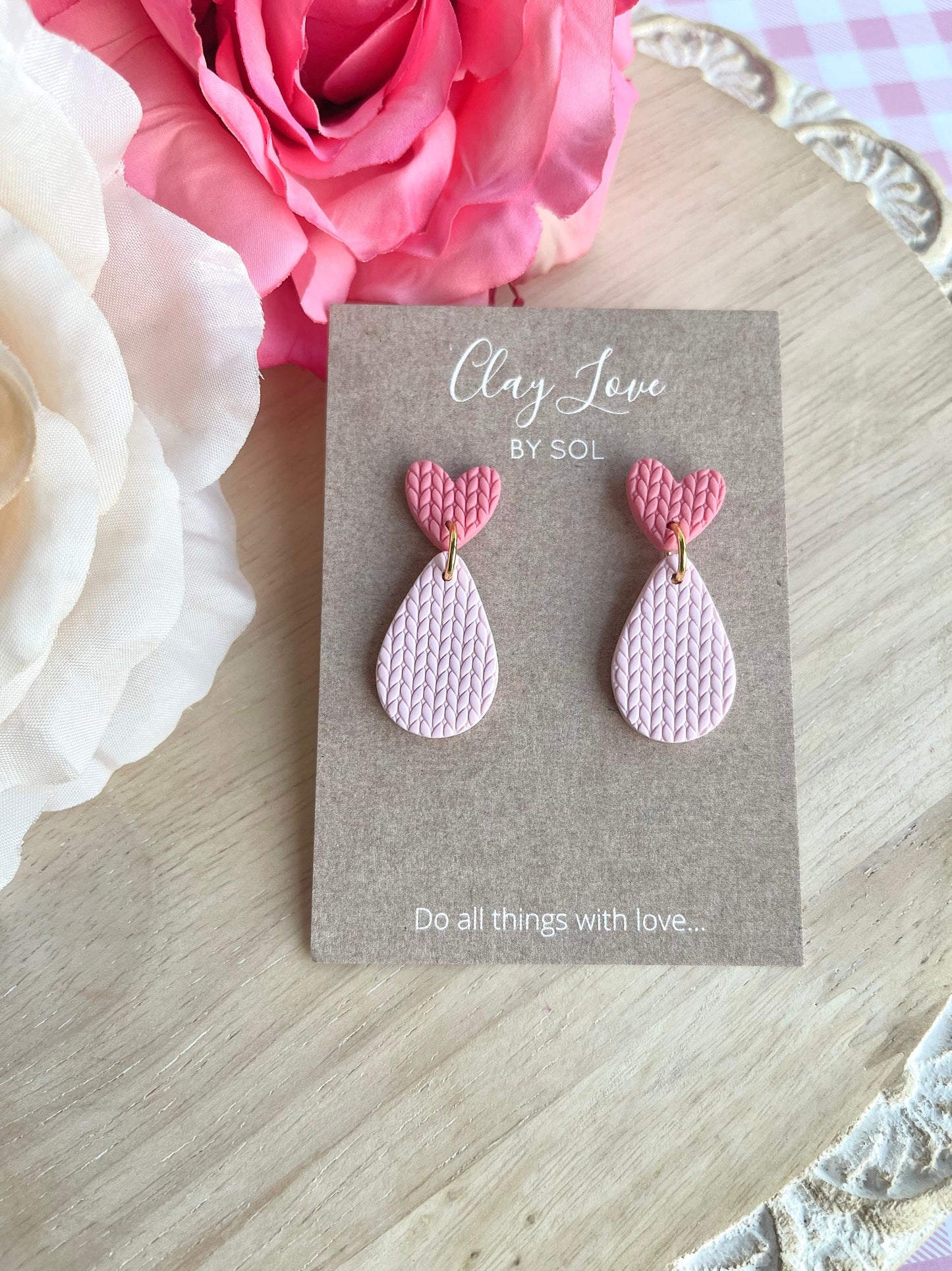 Valentine’s Day Collection-Faux Knit Cozy Heart Dangles