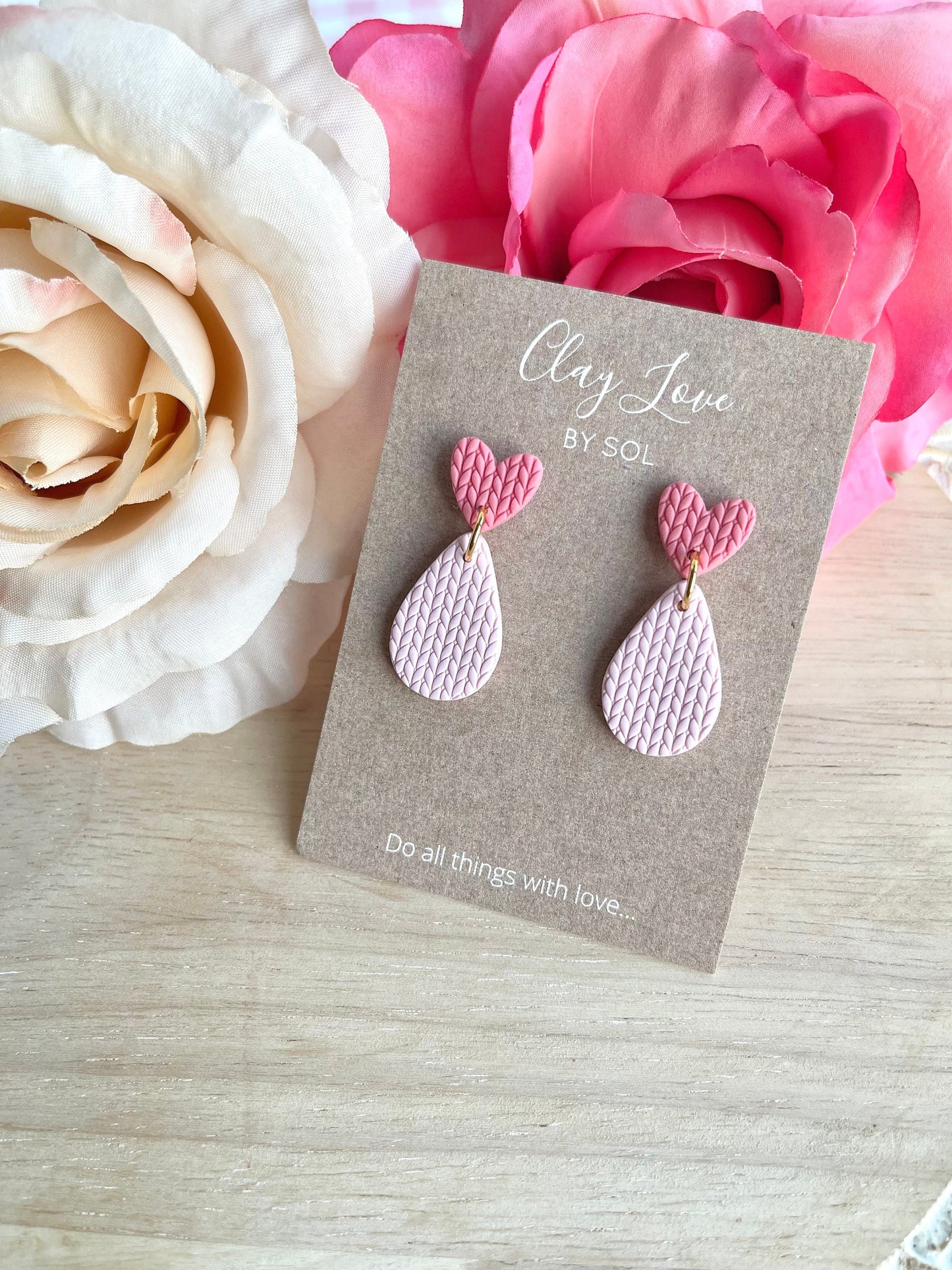 Valentine’s Day Collection-Faux Knit Cozy Heart Dangles