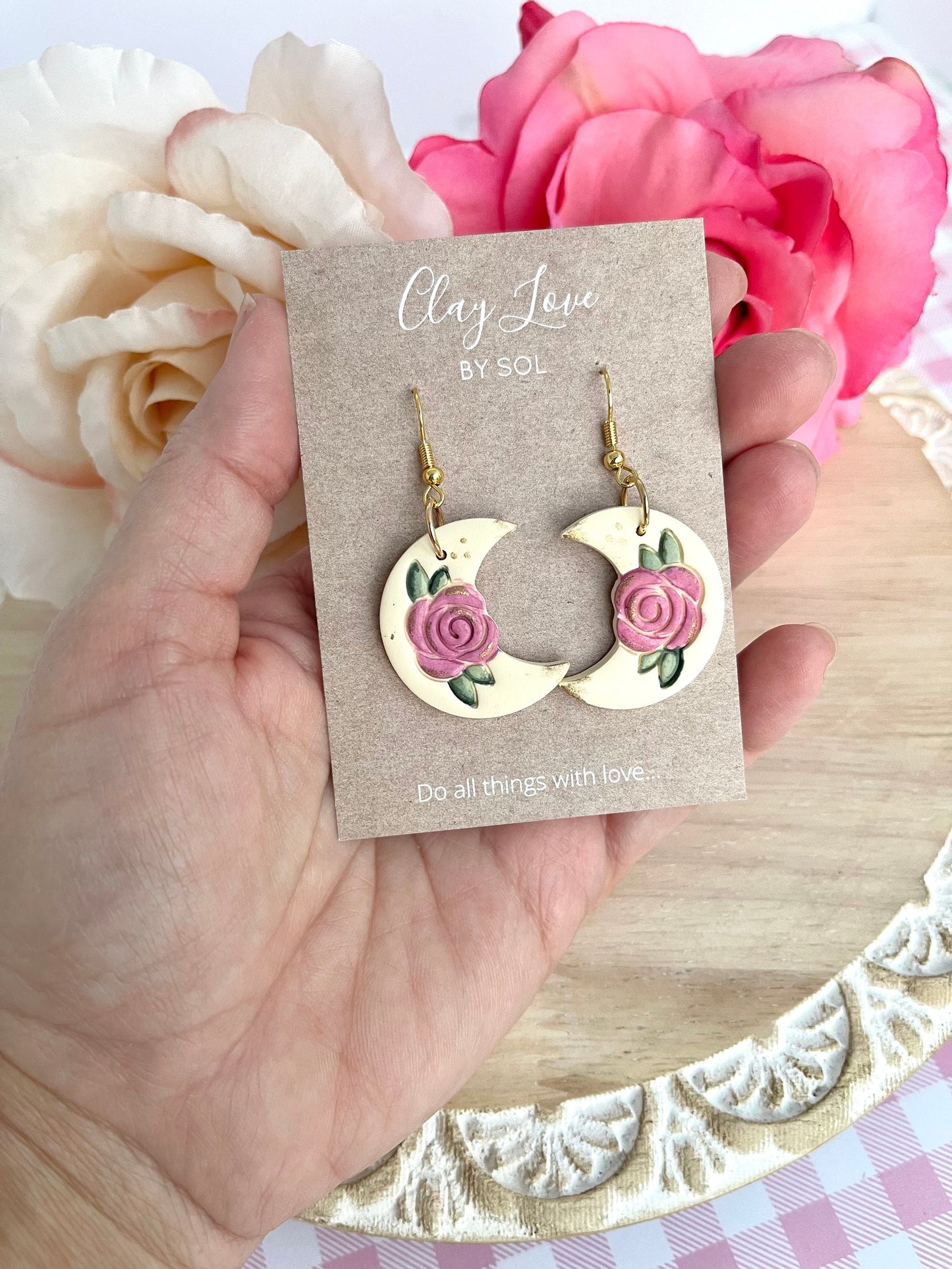 Valentine’s Day Collection- Rose Moon Celestial Earrings