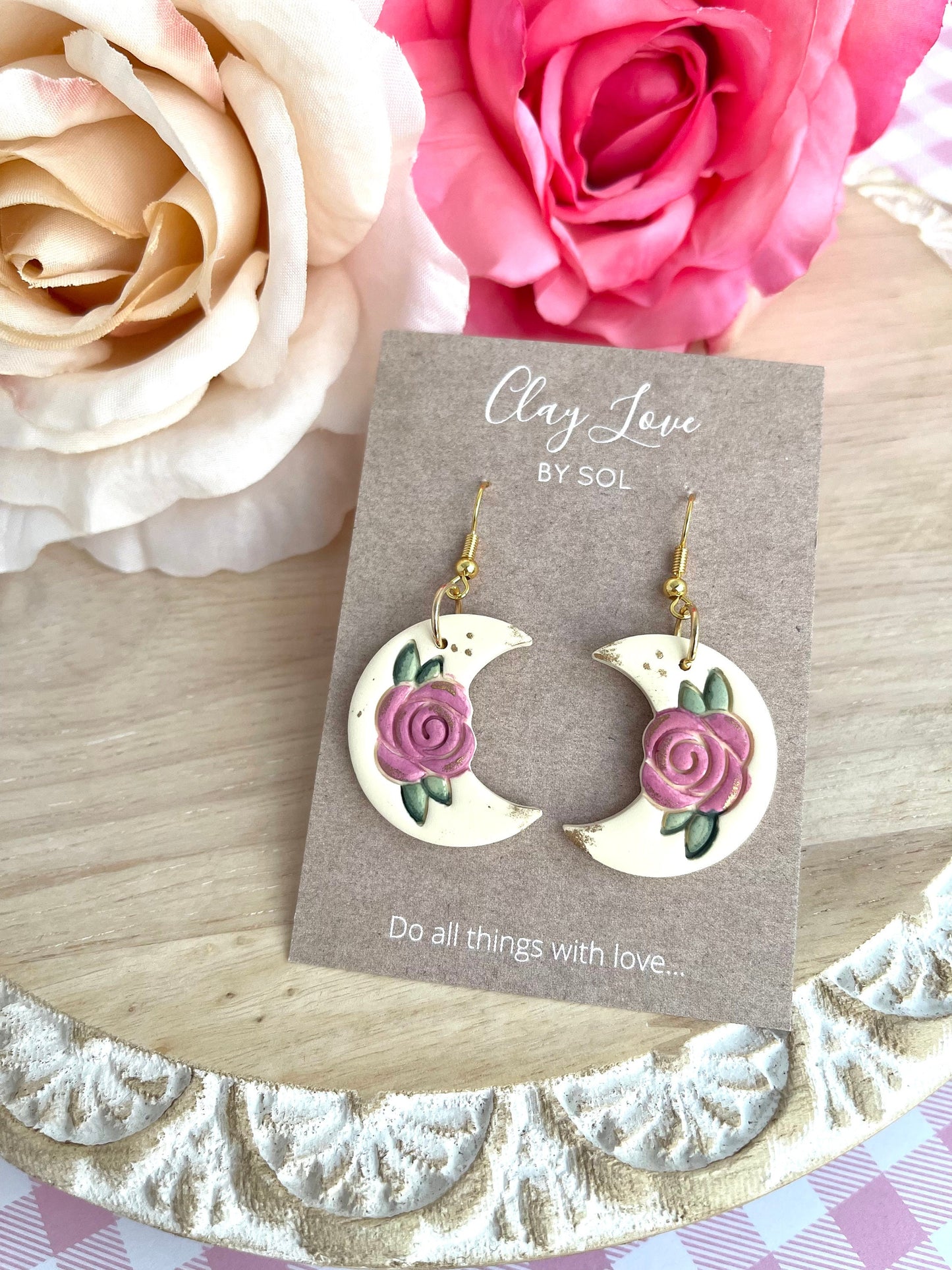 Valentine’s Day Collection- Rose Moon Celestial Earrings