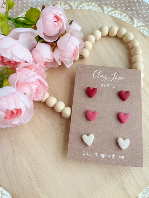 Classic Heart Stud Packs-Wine Red