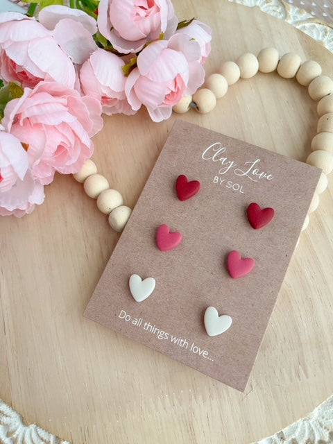 Classic Heart Stud Packs-Wine Red