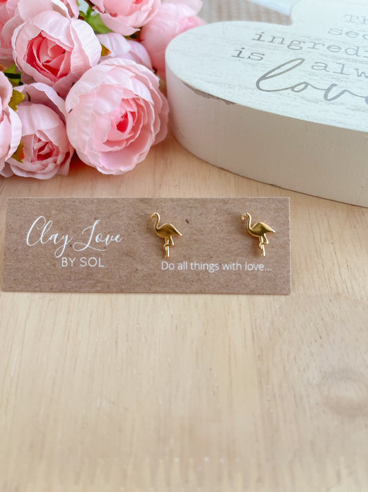 Gold-plated Flamingo Studs