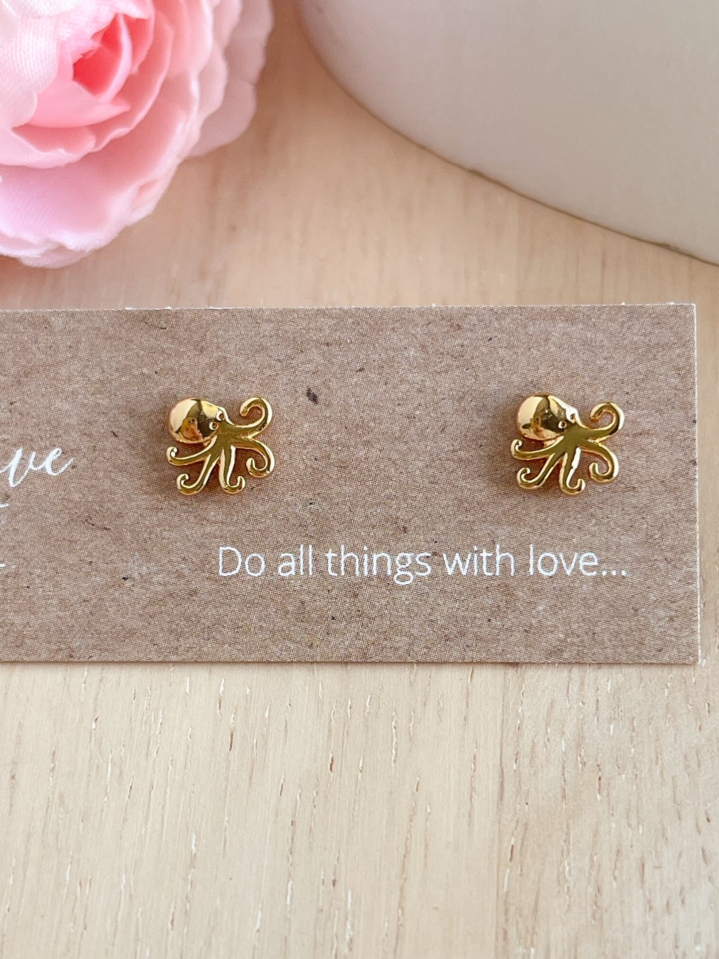 Gold-plated Octopus Studs