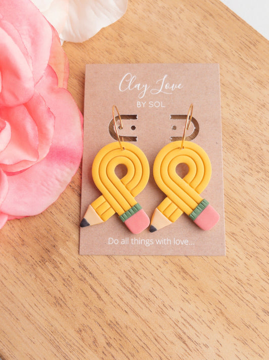 Pencil Loop Hoop earrings, perfect for teachers or teacher gifts!