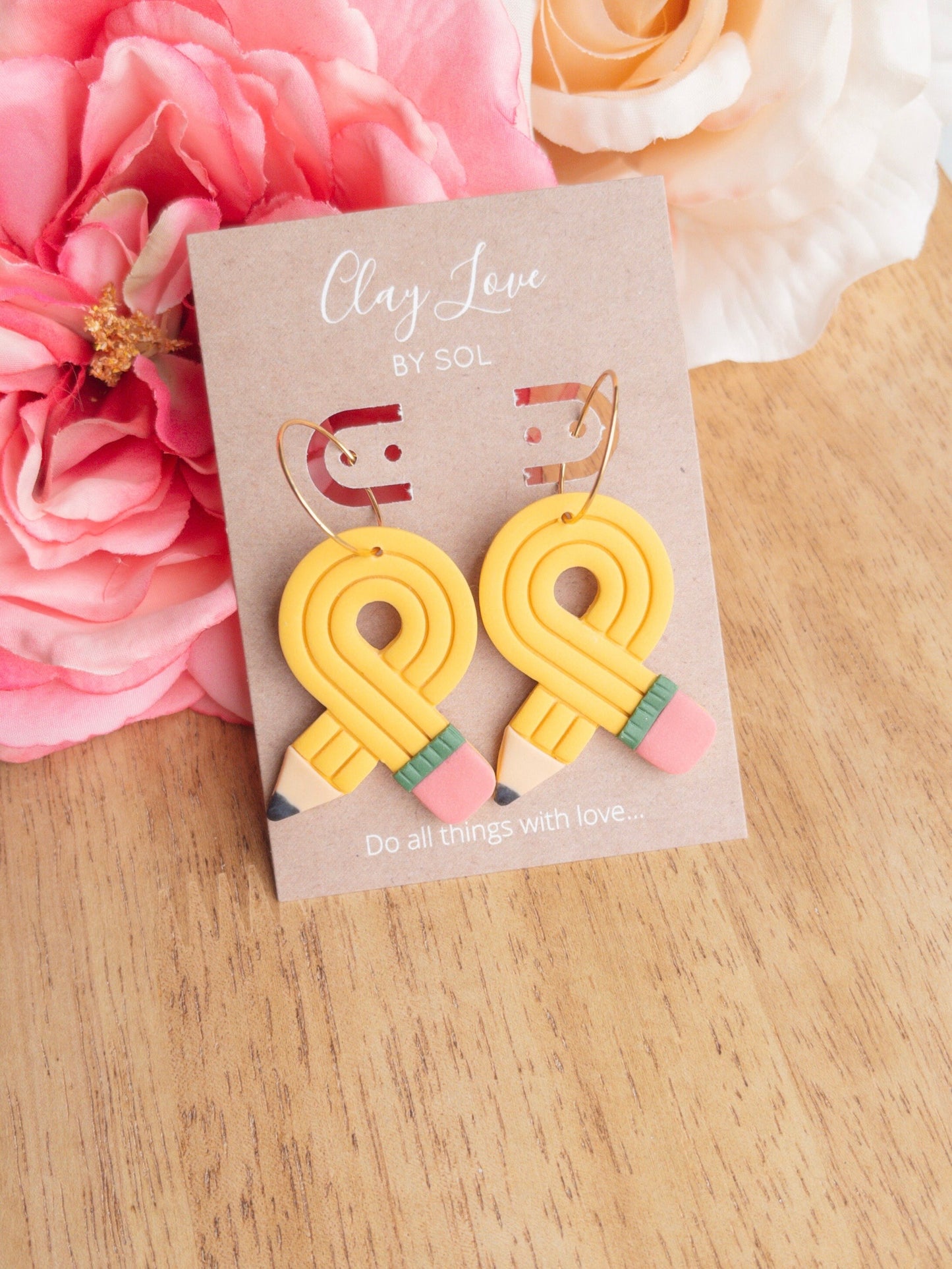 Pencil Loop Hoop earrings, perfect for teachers or teacher gifts!