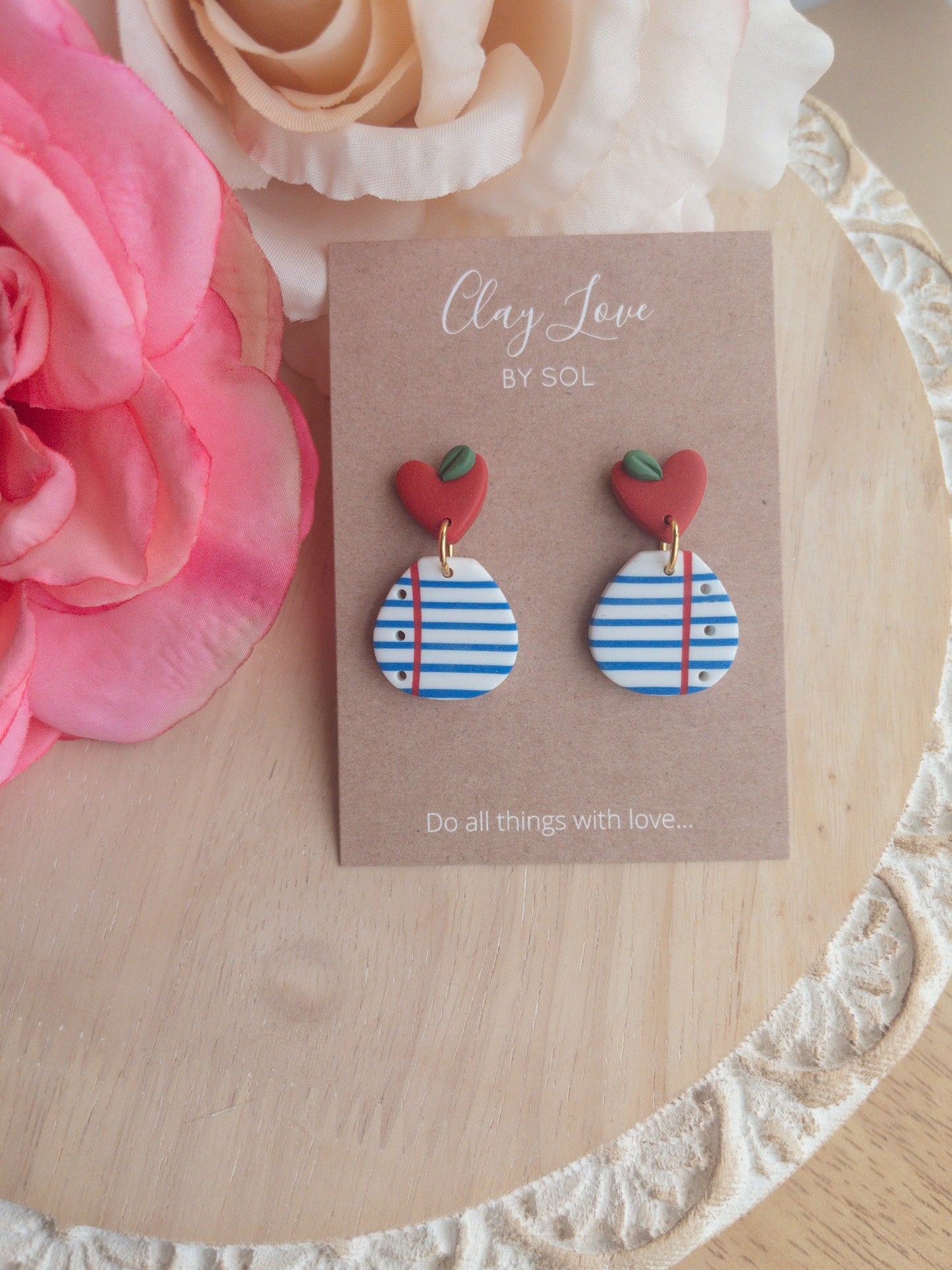 Apple Heart Notebook Dangle Earrings