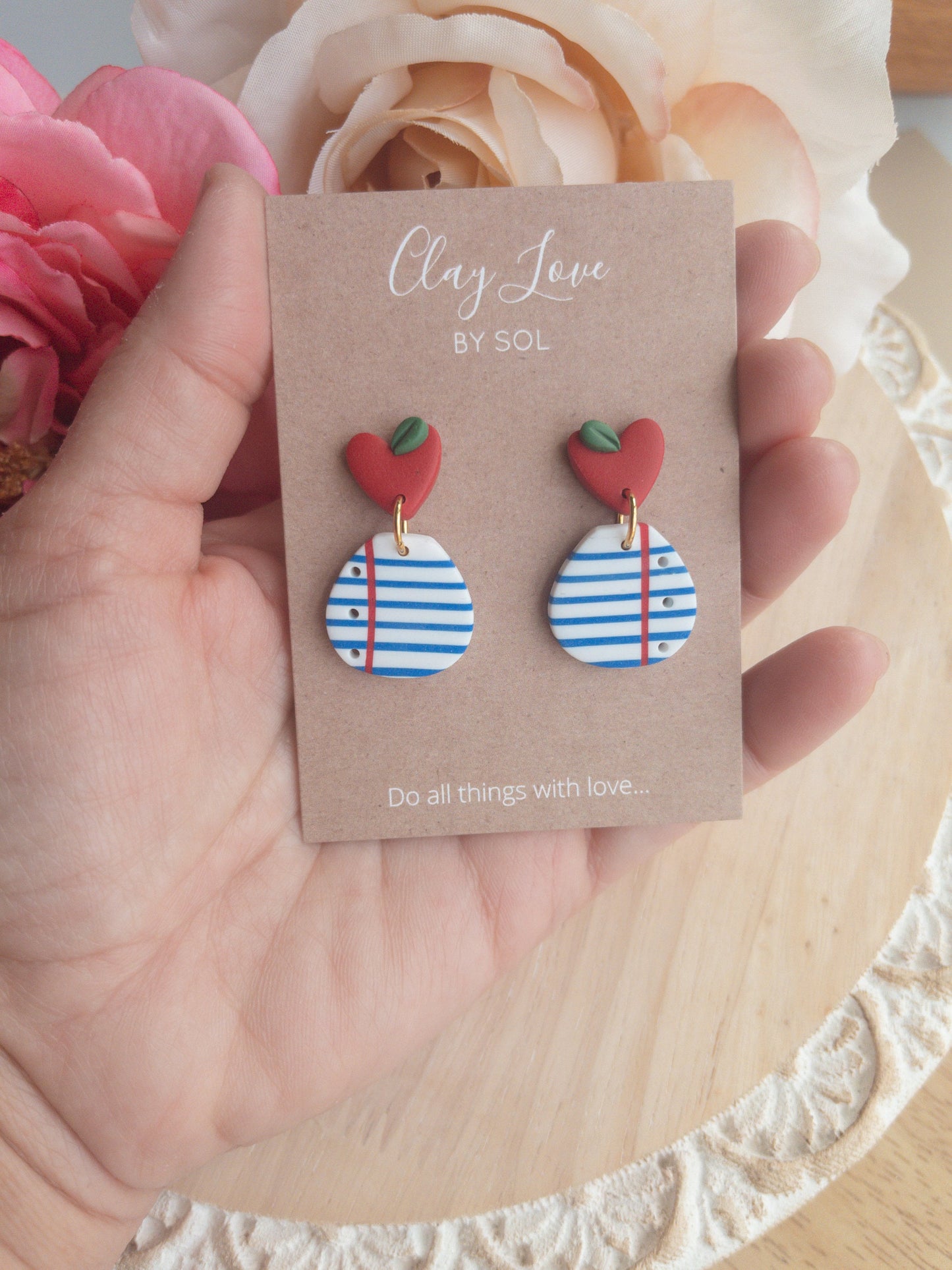 Apple Heart Notebook Dangle Earrings
