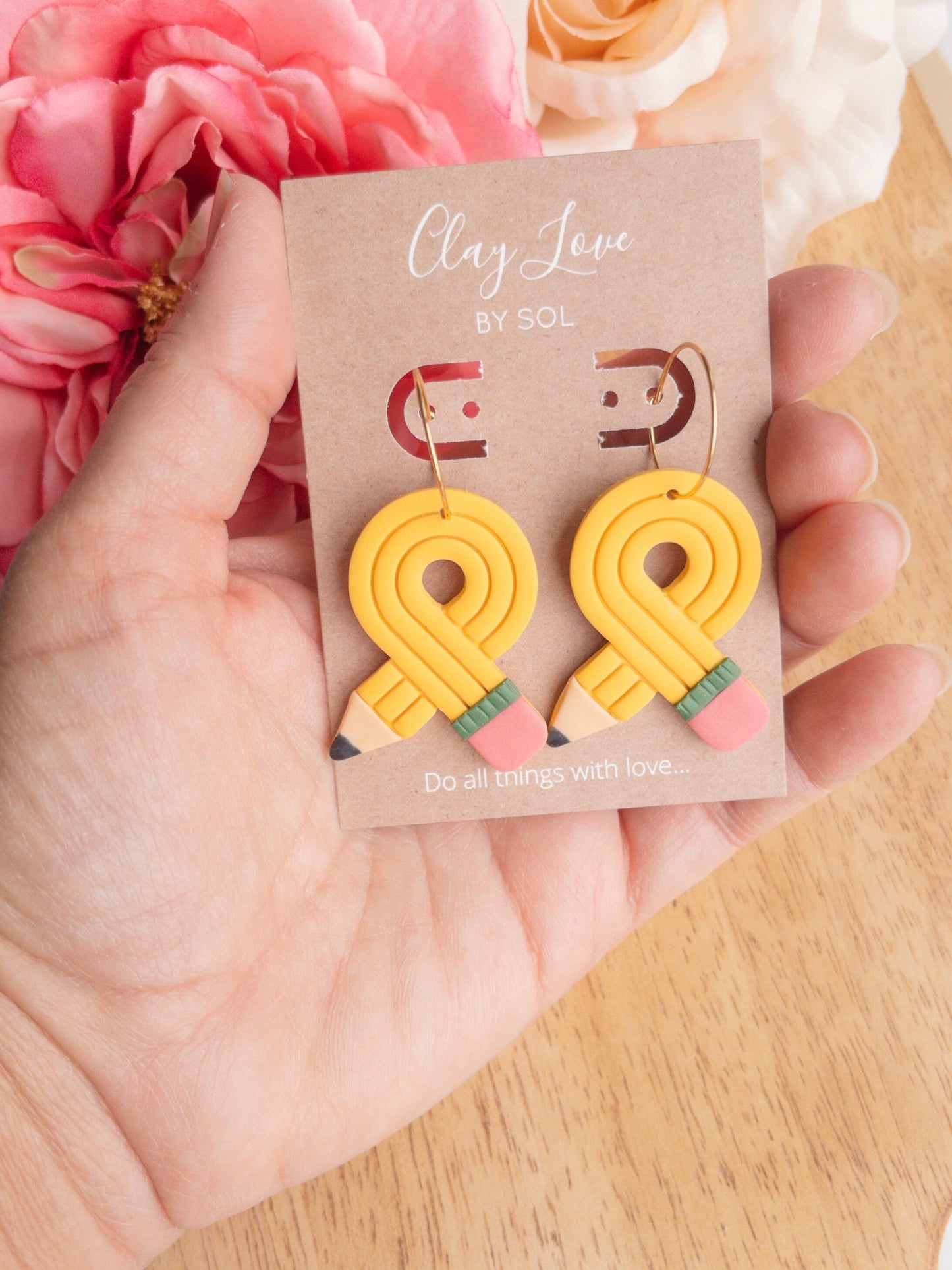 Pencil Loop Hoop earrings, perfect for teachers or teacher gifts!