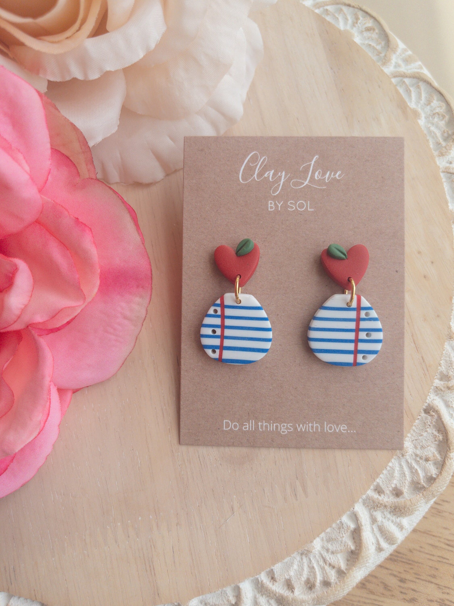 Apple Heart Notebook Dangle Earrings